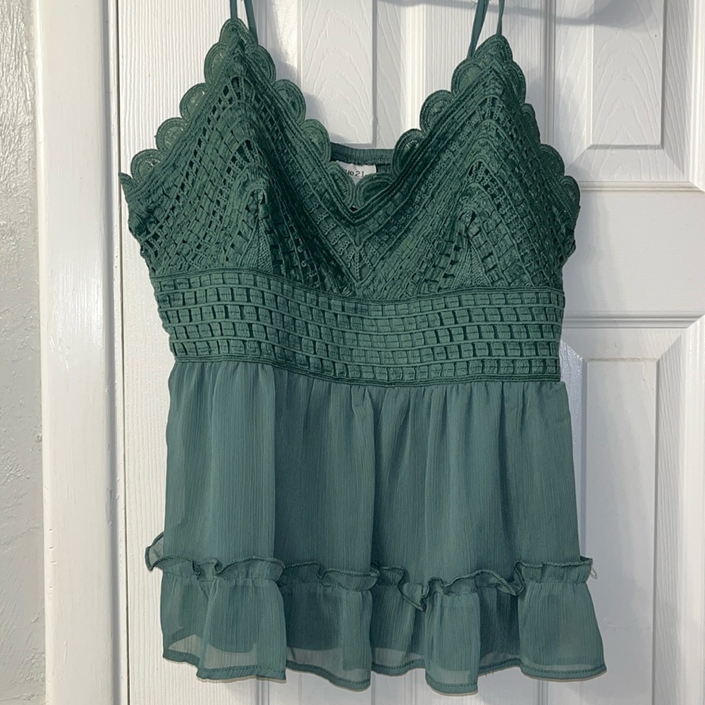 Sage green crochet cami